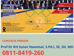 Contact person : Prof Dr KH Sutan Nasional. SPd.i, SE SH, MH.. 0811 8419 260