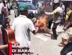 Nyaris Dibakar Hidup-Hidup, Terduga Maling Motor di Surabaya Terbakar Saat Diamankan Warga