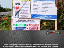 Jalan Temiyang–Pejaten Diduga Bermasalah, Retak Sebelum Difungsikan; Publik Pertanyakan Kualitas Proyek Rp4,7 Miliar