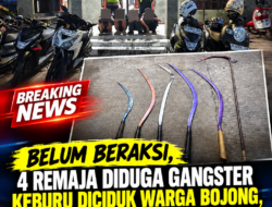 Belum Beraksi, 4 Remaja Diduga Gangster Keburu Diciduk Warga Bojong, 6 Celurit Disita